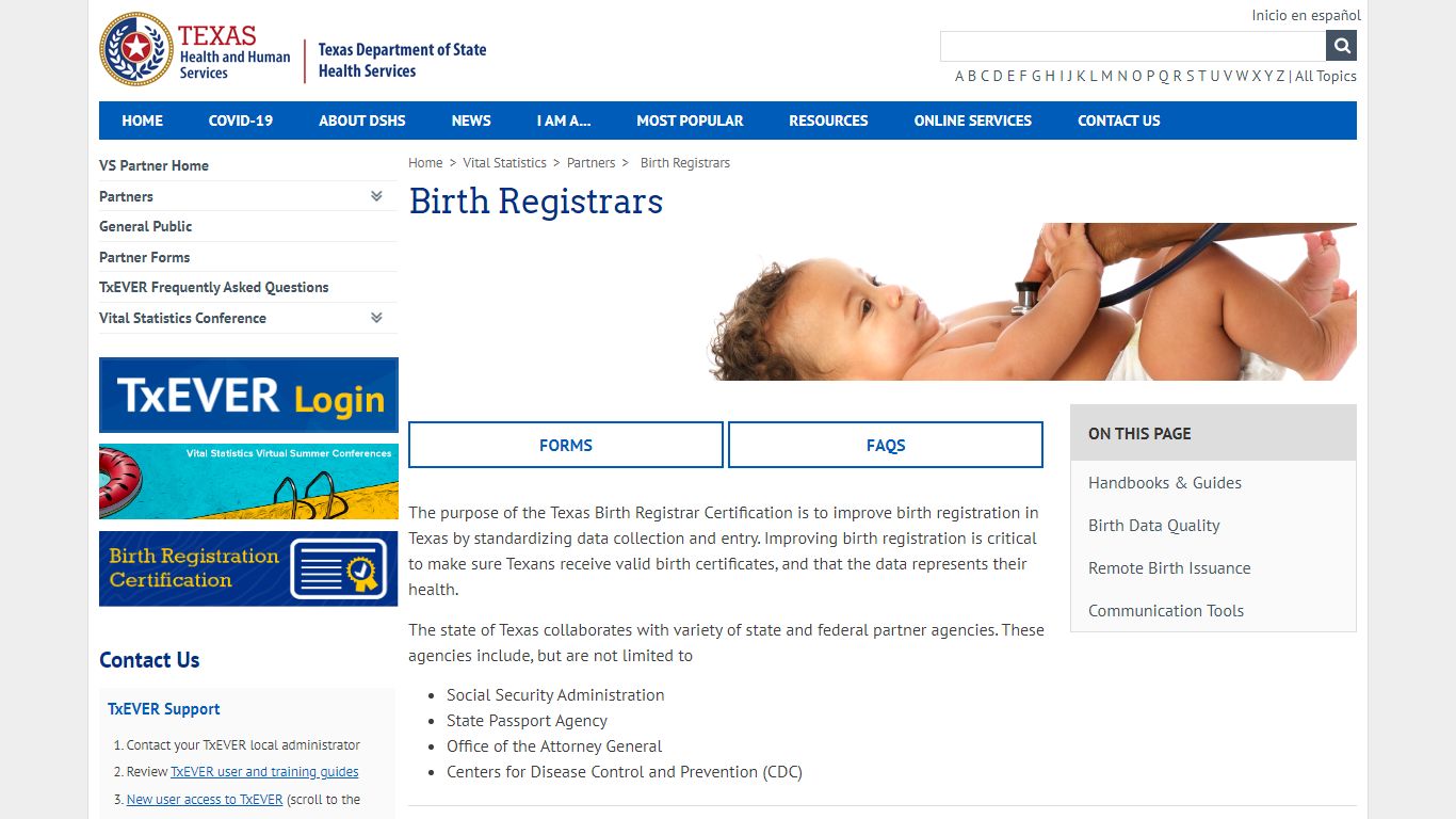 Birth Registrars - Texas